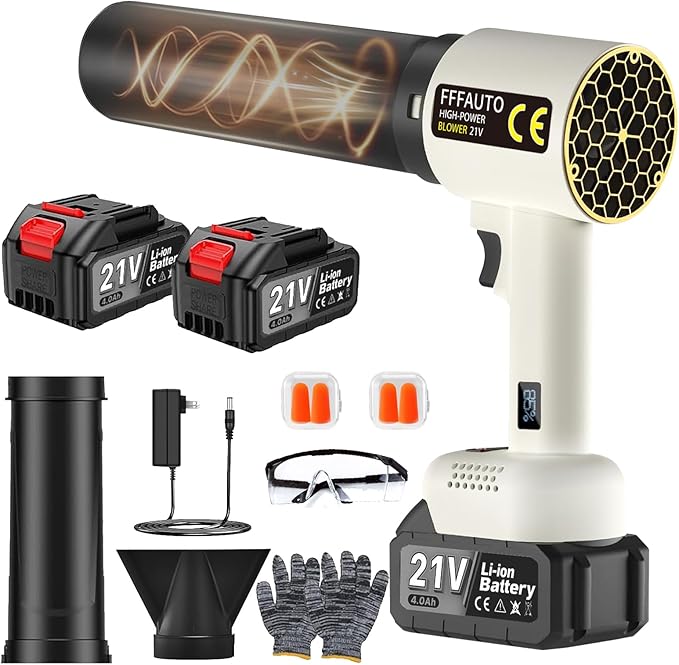 Mini Handheld Leaf Blower Cordless with 2×4.0Ah Battery and Charger,600,000 RPM,Extended Nozzle, Lightweight Small Turbo Jet Blower for Patio,Lawn,Yard,Snow Leaves and Dust Car Dryer 002