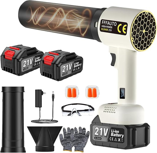 Mini Handheld Leaf Blower Cordless with 2×4.0Ah Battery and Charger,600,000 RPM,Extended Nozzle, Lightweight Small Turbo Jet Blower for Patio,Lawn,Yard,Snow Leaves and Dust Car Dryer 001