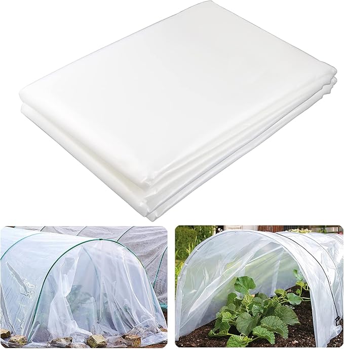 Yowlieu 6 Mil Clear Greenhouse Plastic Sheeting, 6.5' x 9.8' UV Resistant Polyethylene Greenhouse Film Hoop Green House Plastic Cover for Farms, Agriculture, Garden