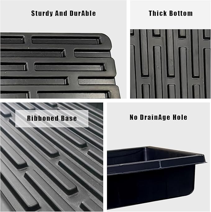 10 Pack 1020 Trays, Extra Thick Heavy Duty Seed Starting Trays - No Holes, No Leak, Reusable Propagation Flats for Microgreens, Seedlings, Plant Germination, Fodder and Transplant
