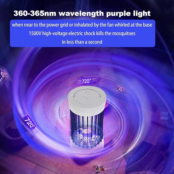 2 Packs Indoor Electric Bug Zapper with Fan, 2-in-1 Plug-in 1500V High Voltage Mosquitoes Killer with Hanger, Small Fly Insects Lamp Trap Catching Moth Gnat Fruit Flies, White & Black