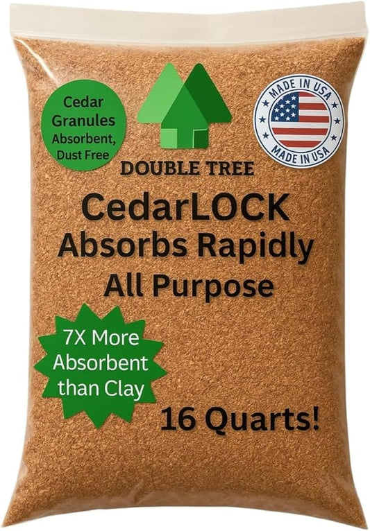 CedarLock Oil Absorbent – Nature’s Heavy-Duty Spill Solution Made from 100% Pure Incense Cedar, Oil Spill Kit Granules, Organic Granules, All-Purpose Oil Absorbent - (3 Bags 48 Quarts)