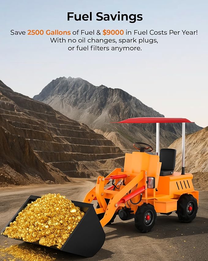 Electric Mini Skid Steer Loader Arczorix Tractor Front Wheel Loader with Wide Bucket Compatible with Various Attachments, Load Capacity 880Lbs 60V 76Ah Lead Acid Battery