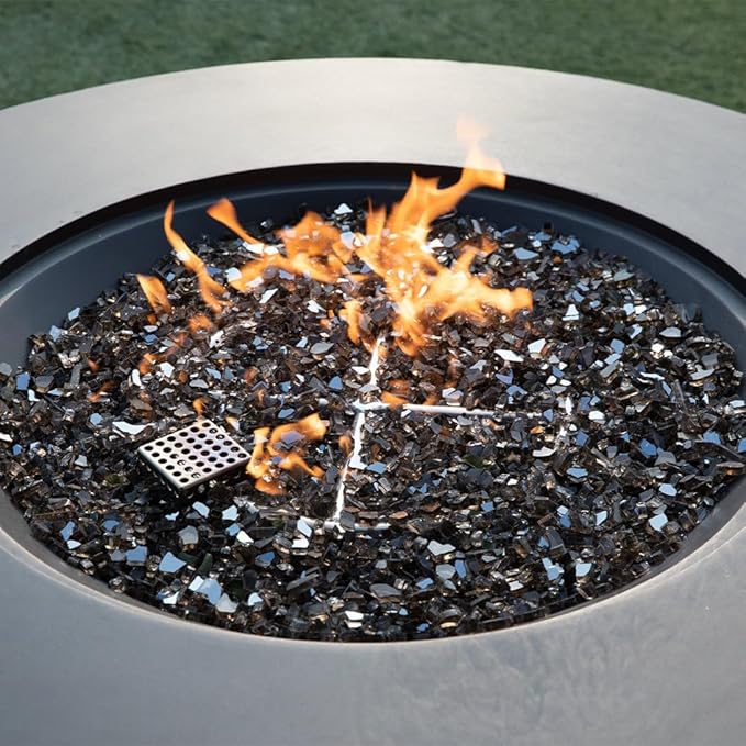 Nimes Concrete Fire Pit 40.9" x 40.9" Patio Firepit Includes Fire Glass Modern Fire Pits & Outdoor Fireplaces for Garden, Deck, Indoor & Outdoor Heating