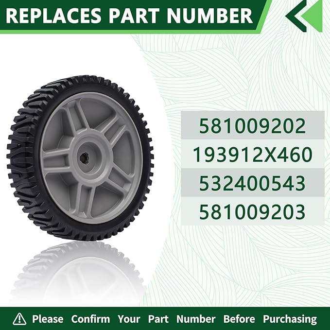 2 Pack Lawn Mower Drive Wheels Replaces Craftsman Poulan Husqvarna HOP AYP 581009202 193912X460 8"X1-3/4"