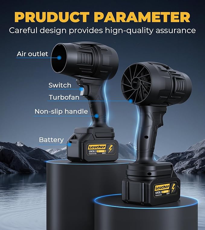 Electric Leaf Blower Cordless with Battery and Charger,300000RPM Air Turbo Jet Blower, Portable Lightweight Handheld Small Blowers for Lawn Care, Patio Cleaning, Blowing Leaves,Dust and Snow,Car Dryer