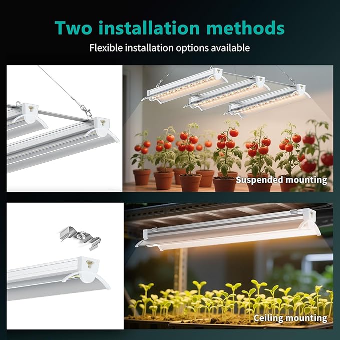 JESLED 120W Full Spectrum Plant Growing Lights with Timer, Plug in Suspended Fixture for 3x3ft Grow Tent Room, Greenhouse Cultivation, Laboratory Plant Cultivation,1.4FT