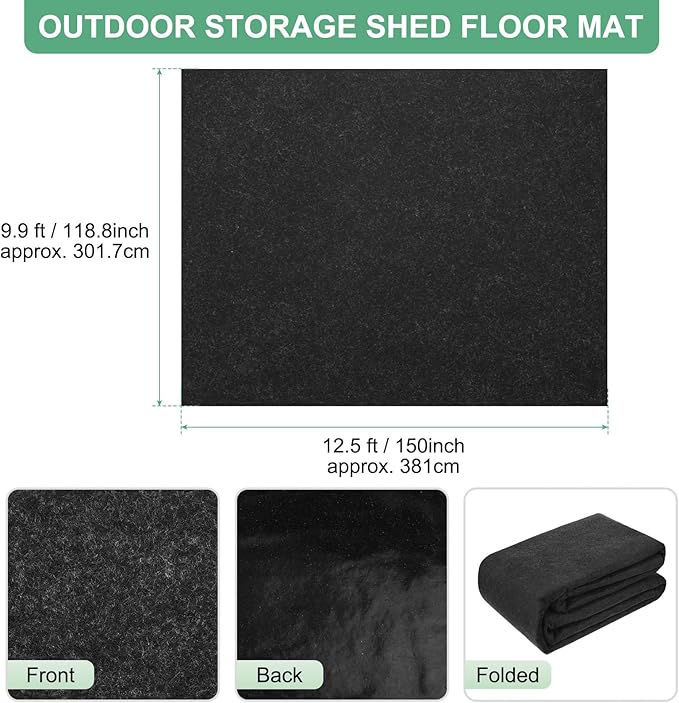Outdoor Storage Shed Mat, 9.9x12.5 FT Waterproof Small Shed Flooring Mat for Patio Furniture Floor Protecting from Wear/Liquid/Dust/Oil, Non-Slip Carport Pad [Grey]