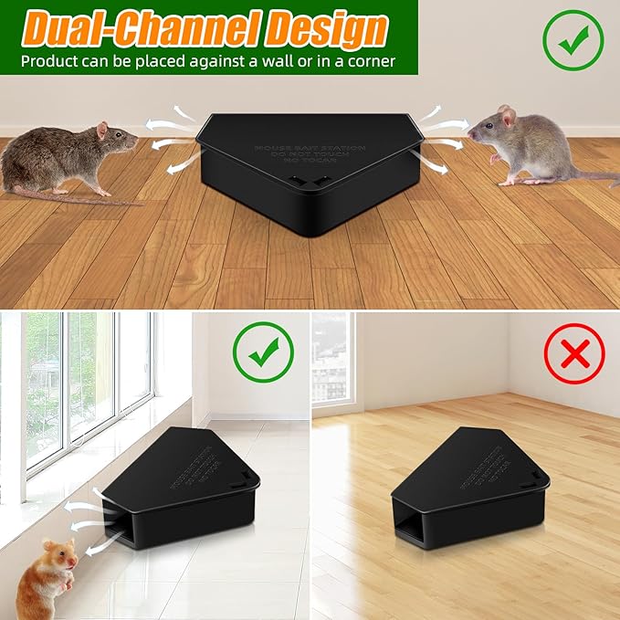 Mouse Bait Station Outdoor Indoor with Keys, Reusable Rat Bait Stations Mice Stations, Friendly to Children and Pets Bait Box for Kitchen Garage Basement Patio (8)