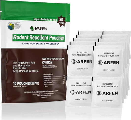 Rodent Repellent Pouches, Peppermint Oil, All Natural, Plant Powered, Repel Mice and Rat, Squirrels, Mouse Repellent, Keep Mice Out from Indoor/Car/RV/Boat/Garage/Cabin,20 Pouches (20 Pack)