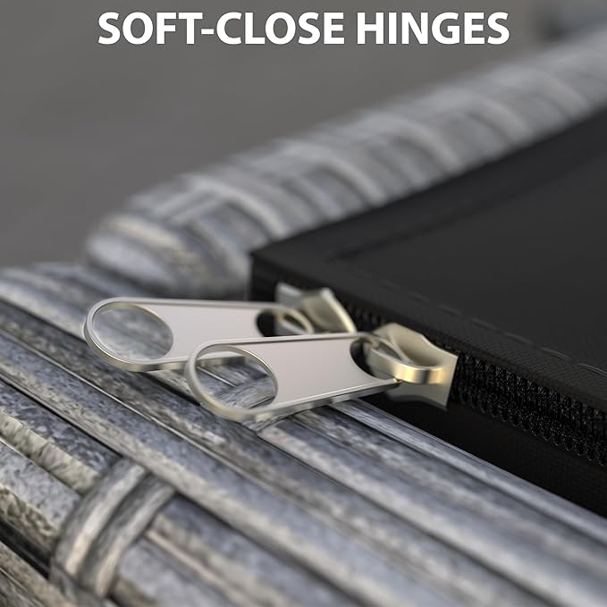 GarveeHome 150 Gallon Large Deck Box, Built-In Handles Patio Storage Box for Storage With Wheels, Rattan Waterproof Outdoor Bins for Cushions, Patio Furniture, Garden Tools(Grey)