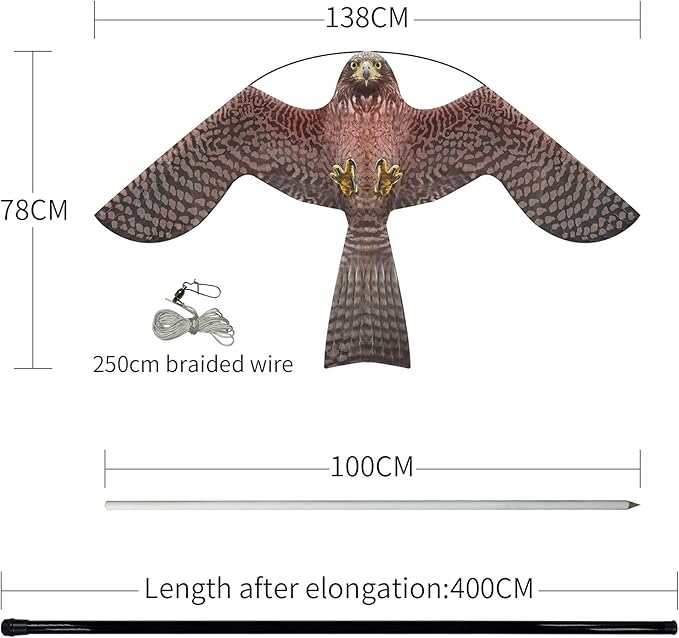 eyijklzo Bird Scarer Flying Kite Crops Farm Flying Bird Hawk Flying Kite
