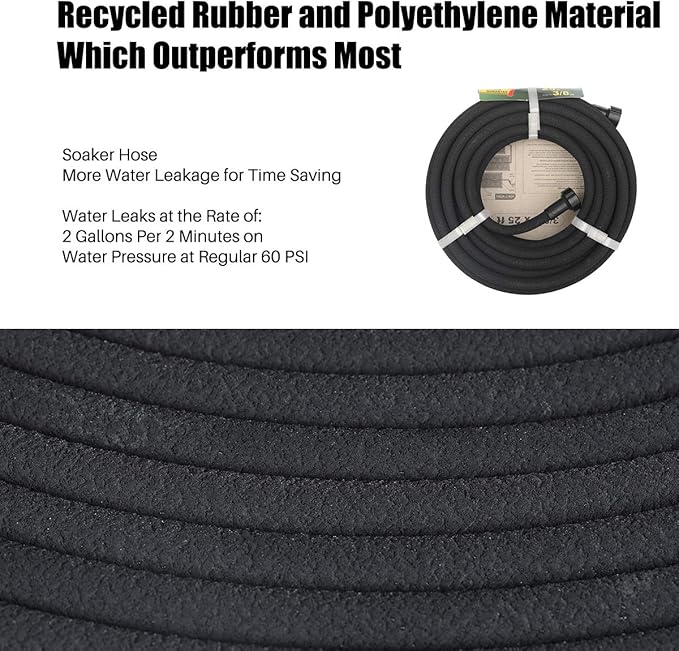 Soaker Hose 15ft Saves 70％Water Perfect Delivery of Water Great for Garden Flower Bed (5/8inch)… (5-8-15ft)