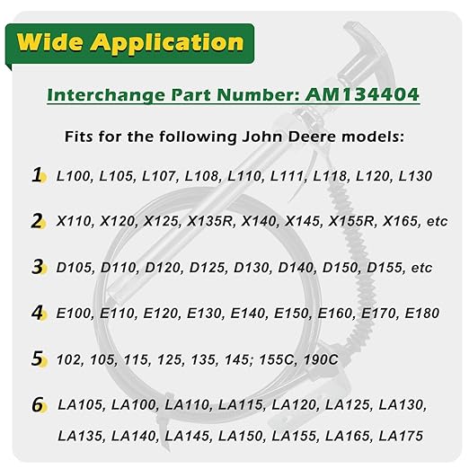 AM134404 Replace for John Deere Spout Control Input Cable, Chute Deflector Cable Fits JD 44 Inch Snow Blower on L 100 110 120 130 X 300 320 340 500 520 540 LA 100 110 120