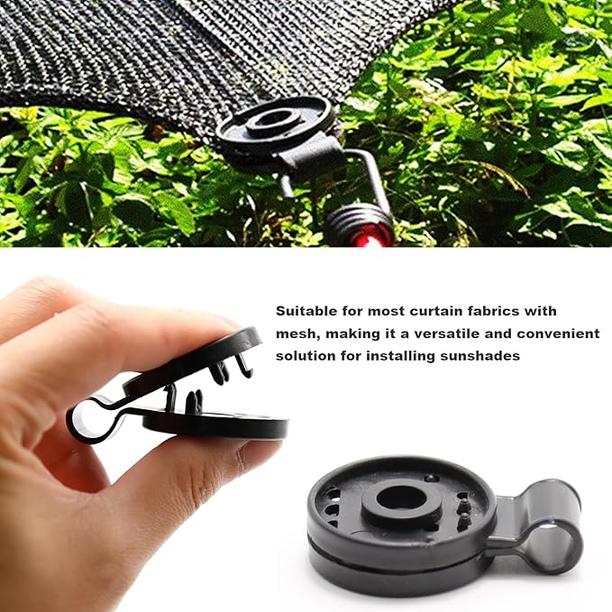100PCs Heavy Duty Lock Grip, Round Plastic Black Clips for Windproof Awnings, 2023 New Shade Cloth Plastic Clips, Accessories for Vegetable Greenhouse