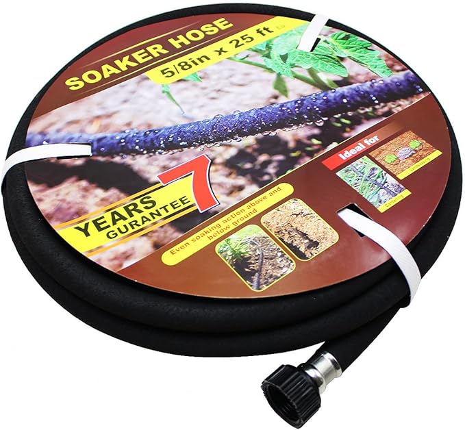 Soaker Hose 25ft Saves 70％Water Perfect Delivery of Water Great for Garden Flower Bed (5/8inch)… (5-8-25ft)