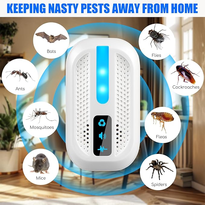 6 Packs Upgraded Ultrasonic Pest Repeller Indoor- Ultrasonic Mouse Repeller Rodent Repellent Ultrasonic Plug in Ant Repellent for Roach, Bugs, Mice, Spider, Electronic Rodent Repellent Devices