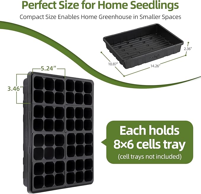 SOLIGT Extra Thick Heavy Duty 10 Pack Seed Starting Trays - Microgreens Growing Trays Seedling Plant Germination Starter Tray Transplant Fodder Flats, No Holes, No Leakage, Reusable, 14 * 10.8 * 2.3"