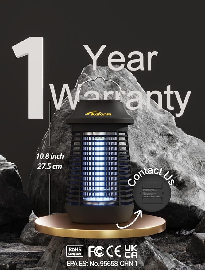 Bug Zapper, 4200V High Power Electric Mosquito Zapper for Outdoor and Indoor, Waterproof Efficient Bug Zapper for Home Kitchen Patio Camping