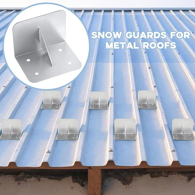 Taiyin 25 Pcs Snow Guards Stainless Steel Roofs Snow Stops 4 x 3 x 3 Inch Metal Prevent Ice Sliding Stop Buildup for Metal Roofs Steel Roof Winter Supplies, No Screws or Adhesives Included