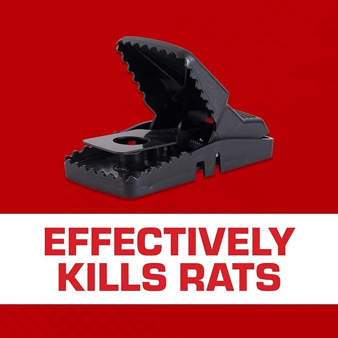 Tomcat Rat Snap Trap, 1 Rat Size Trap - Reusable - Effectively Kill Rats - Ideal for Home and Farm Use