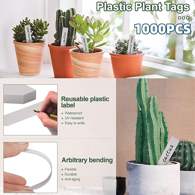 YaeCCC 1000 Pcs 4 Inches Plant Labels Plastic Plant Tags Nursery Garden Labels Pot Marker Garden Stake Tags for Fruit Trees, Flowers, Shrubs, etc