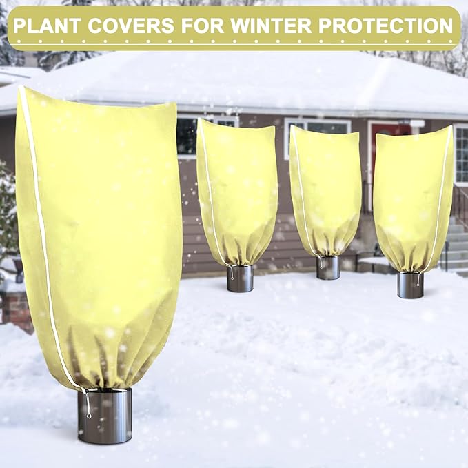 DQS 4 Pack Plant Covers Freeze Protection, 31.4" x47.2" Winter Frost Protection Blankets Frost Cloth,Suitable for Outdoor Winter Frost, Cold Weather, shrubs, Trees, Jackets, and coverings