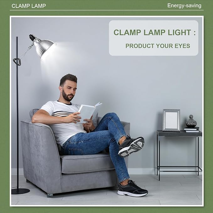 Macarrie 6 Pcs Adjustable Clamp Lamp Light with Aluminum Reflector Up to 150 Watt (No Bulb Included) E26 Socket SPT-2 18awg 6FT Cord (5.5 Inch)