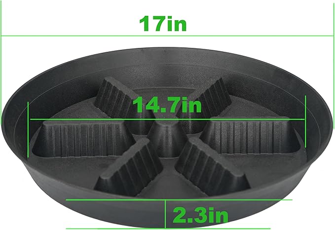 2 Pack Plant Saucer 17 inch 2 Pack, Raised Middle Plant Trays for Pots, Large Plastic Plant Saucers for Indoors, Water Tray for Plants,Drip Trays Plant Stand Water Catcher Tray, Pot Saucers for Plants