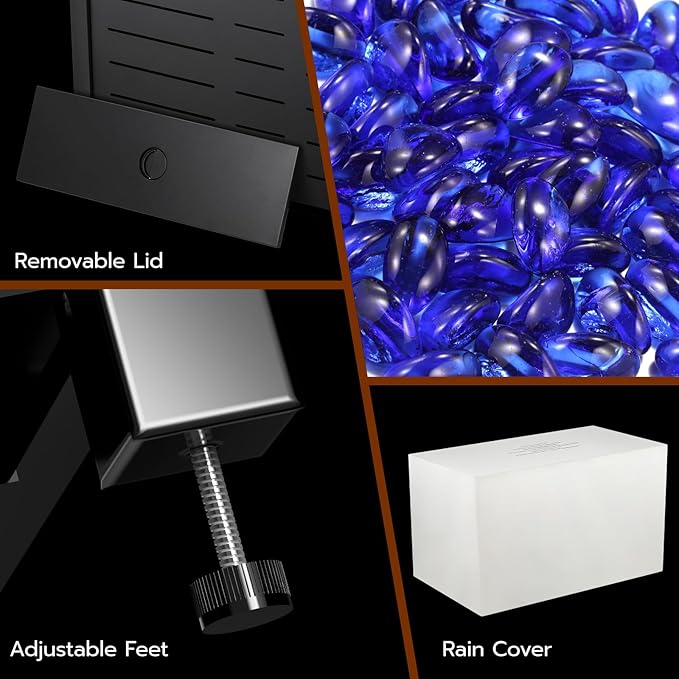 ZAFRO 43 Inch Propane Fire Pit CSA-Listed Outdoor Fire Table, 50,000 BTU Firepit Table with Lid and Lava Rock, Gas Fire Table for Outside Patio Garden Backyard Deck Balcony