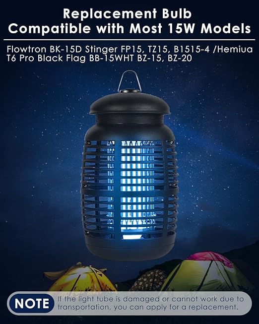 6Pack FUL15W BL Replacement Bulbs with 4 Pin Base, Indoor Outdoor 15W U Shape Lamp Tube Compatible with T6 T8 T9(Black)