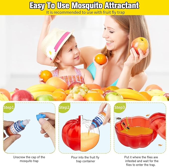 Fruit Fly Trap Refill Liquid Only, 0.68oz/ Bottle, Safe Bait, Ready-to-Use Gnats Killer Indoor Trap, Effective Lure Refill Gnat Catcher for Home Kitchen (12 Pack)