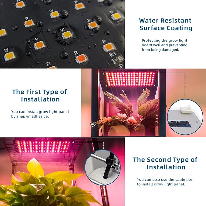 Barrina Grow Lights for Indoor Plants, 20W (2 x 10W) Full Spectrum Ultra-Thin Grow Light Panel with 3/6/12H Auto On/Off Timer for Hydroponics, Seedlings, Succulents, Veg, Flowers & More, 2-Pack