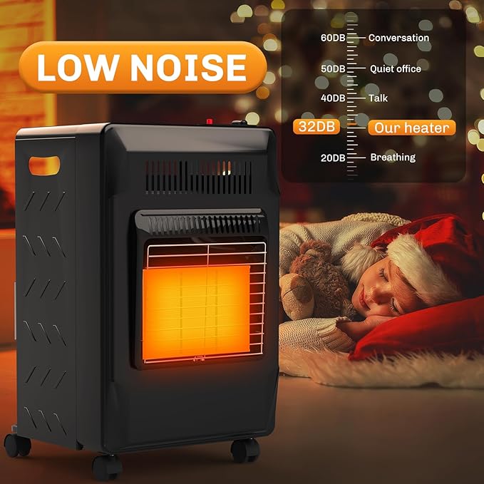 WELLUCK Propane Heater | Portable Patio Heater for Outdoor | LP Cabinet Gas Heater for Camping, Garages, Workshops & Construction Sites |18,000 BTU Warm Area up to 450 sq. ft, 3 Power Settings