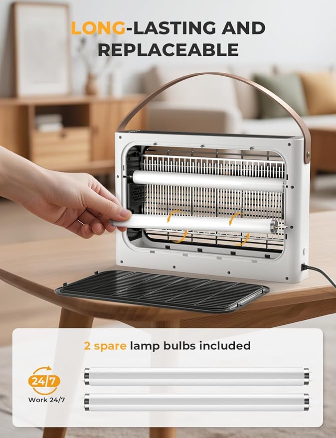 YISSVIC 20W Indoor Bug Zapper Electric Fruit Flies Traps for Indoors Mosquito Zapper Electric Moth Gnat Fly Zapper Extra 2 Bulbs for Home Kitchen Dining Living Room (White)