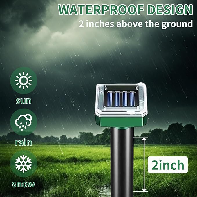 Solar-Powered Ground Vibrating Repellent – Keep Rats, Snakes, Rabbits & Hedgehogs Away from Your Garden, Lawn, Yard, Farm & Orchard!