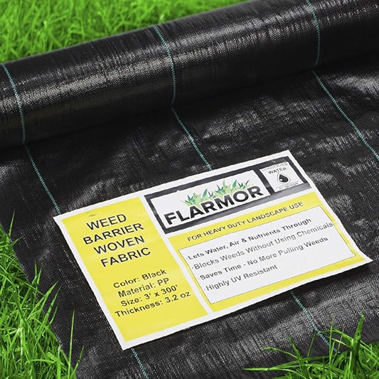 Landscape Fabric Heavy Duty 3Ft x 300Ft 3.2oz Black - Woven Weed Barrier Landscape Fabric - Weed Block - Garden Fabric Roll - Commercial Weed Control Fabric - Weed Barrier Cloth