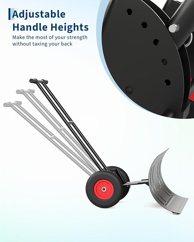 Snow Shovel, Garvee 40 Inch Heavy Duty Snow Pusher for Driveway with Adjustable Handle and Angled Blade, Efficient Snow Shovel with Wheels, Snow Pusher for Doorway, Sidewalk, Deck