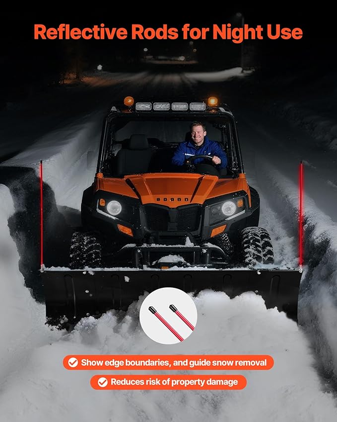 VEVOR Snow Plow Blade, 43 in/72 in Width Adjustable Snow Plow Kit, Easy to Detach, Universal Mount Plowing Attachment with Rubber Flaps, Heavy Duty Steel Blade, Compatible with Most UTV & ATV