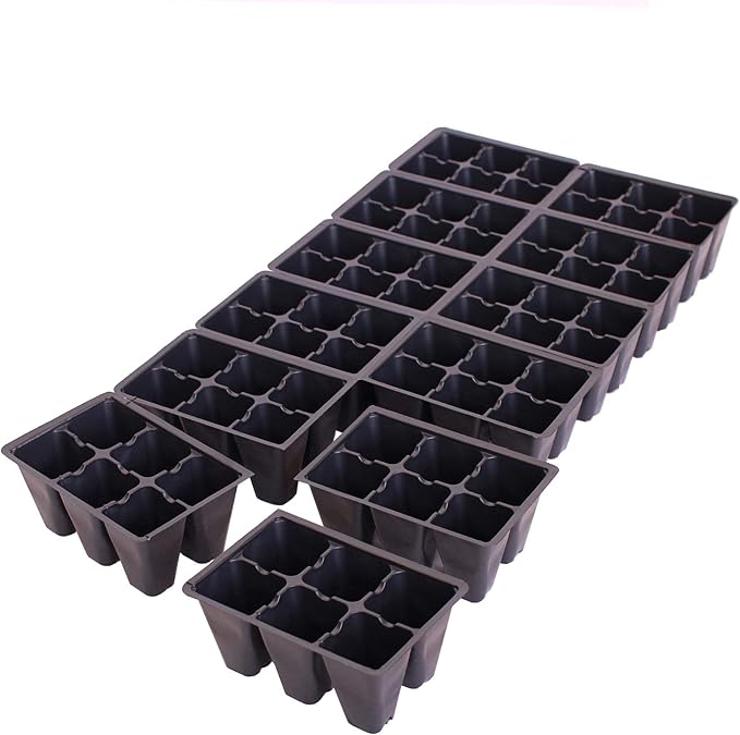 Handy Pantry Black Plastic Garden Tray Inserts – 5 Sheets, 72 Planting Pot Cells Each – 2x3 Nested x12 Configuration – Ideal for Nursery, Greenhouse, Seed Starting, and Vegetable Gardening