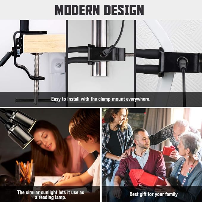 Relassy LED Grow Light for Indoor Plants 75W Sunlike Full Spectrum Indoor Grow Light Plants - 3/6/12H Auto On/Off Timer Grow Lamp - 4 Dimmable Indoor Plants Light - 22.5 Inch Longer Gooseneck