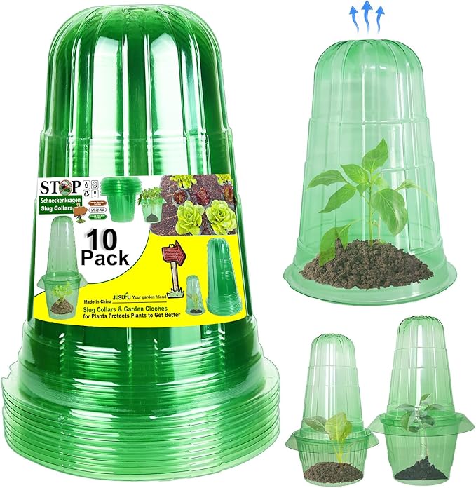 20 Pack Garden Cloches for Plants, Reusable Bell Plant Protector, Garden Protection from Animals Snails Birds Chickens Insect, 9.85" H X 7.3" D (Green)