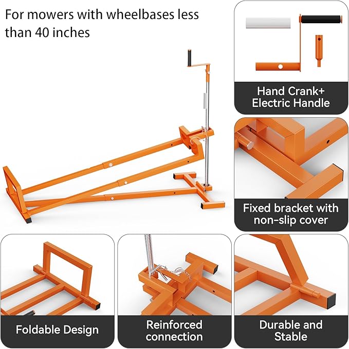 Lawn Mower Jack Lift,Upgraded Lawn Tractor Lift with 1000 lb Weight Capacity,Retractable Riding Mower Lift Installation is Simple. Easy to Store (High Carbon Steel)