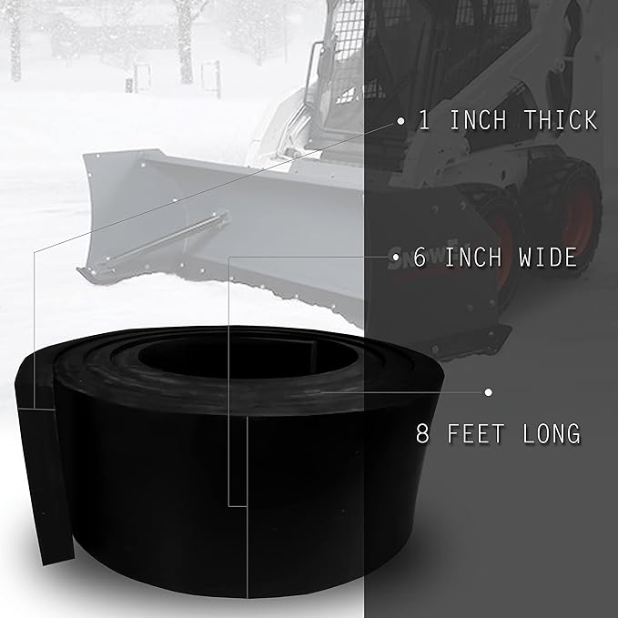 Snow Plow Rubber Cutting Edge – Heavy Duty 96" x 6" x 1" Snow Plow Deflector Smooth & Surface-Safe Snow Clearing - Fit for ATV, Tractors, Skid Steers & UTVs Snow Pusher Cutting Edge