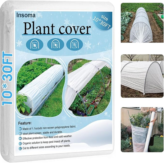 Insoma 1.1oz/yd Plant Covers Freeze Protection,10 * 30ft Floating Row Cover for Garden, Frost Plant Blanket for Winter Frost/Sun Pest Protection