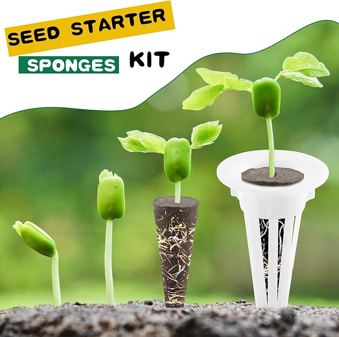 62 Sets Grow Sponges with Baskets Replacement Root Growth Sponges Seed Starter Pods for Hydroponic Indoor Garden System
