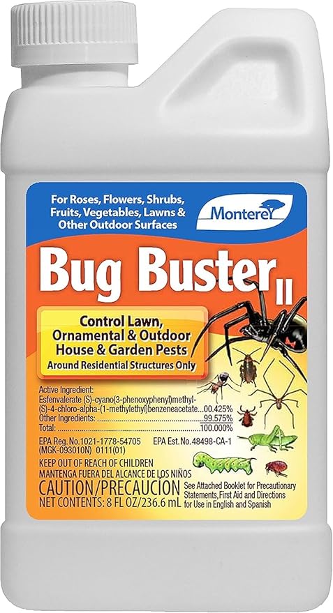 Monterey Bug Buster II - Synthetic Insecticide - 8 Ounce Concentrate - Apply Using a Sprayer Following Mix Instructions