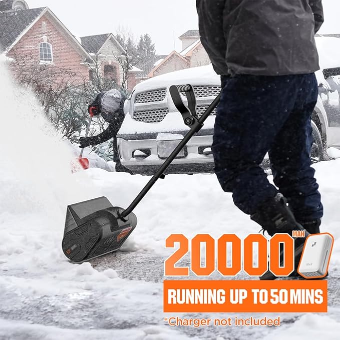 Litheli 12-Inch Battery Powered Snow Shovel, 20V Brushless Cordless Snowblower, Electric Shovel for Snow Removal, 20-Ft Snow Throwing