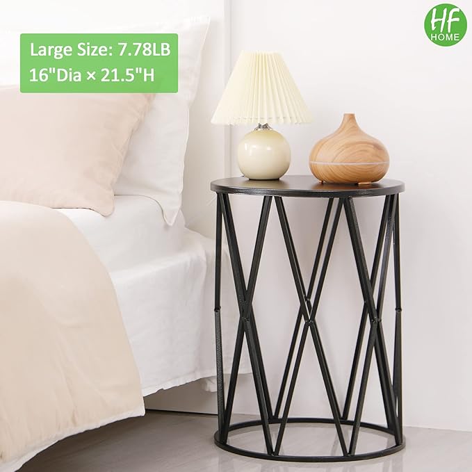 Set of 3 Modern Metal Side End Tables, Round Nesting Coffee Table Indoor, Nightstand Plant Stand for Living Room, Bedroom, Office, Garden Stool - Pure Black (Ship from US)