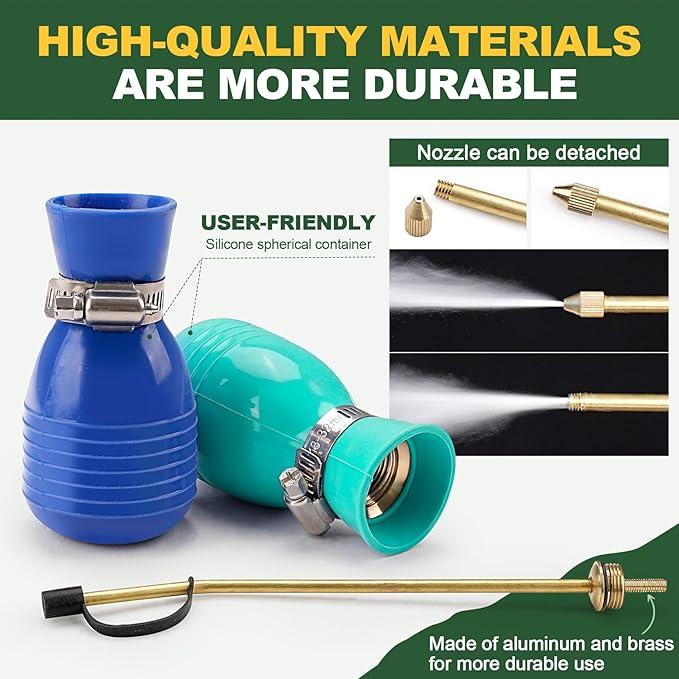 Powder Duster, Diatomaceous Earth Bulb Applicator for Garden and Indoor, Bug Pest Control Insect Treatment, Dust Spreader with Long Copper Tube